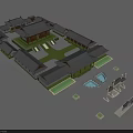 Traditional Chinese Ancient Architecture Courtyard Featuring Multiple Roofs Plaza Decorative Ponds And Stone Carvings