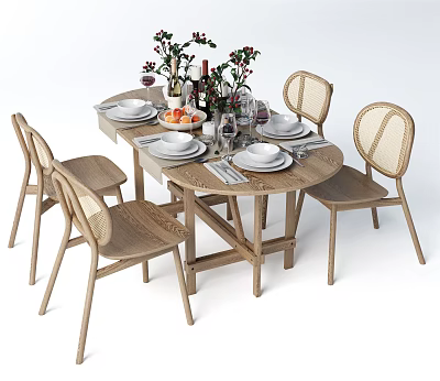 Nordic Dining Table and Chair Combination 3d model