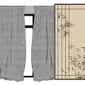 Curtain Curtain Screen Rice Paper Screen 3d model