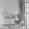 Industrial Style Leather Leisure Chair With Floor Lamp And Gear Decorations In Living Room