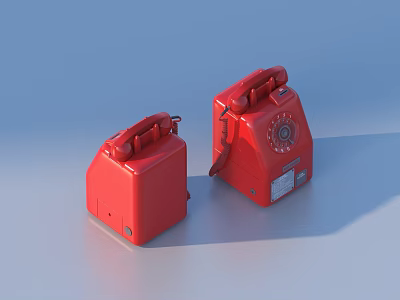 Vintage Red Telephones With Classic Design And Retro Household Communication Style 3d model