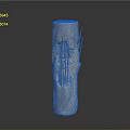 Decorative Textured Stone Column With Rough Surface And Red Linear Patterns