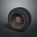 New Car Tire With Gold Spoke Wheel Rim Detailed Design And Reflective Surface