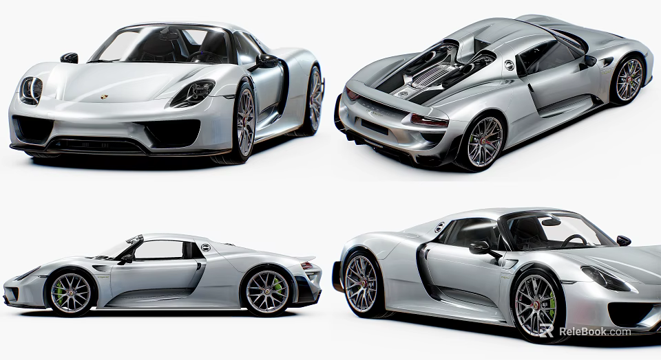 Modern Silver Sports Cars Showcasing Sleek Exterior Design From Multiple Angles 3d model 
