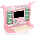 Interactive Zone Design With Pink Frame Green Shelves Screen And Buttons