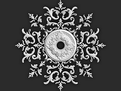 French PU lamp plate round ceiling shape decorative parquet combination lamp pool hollow imitation gypsum lamp holder carved disc 3d model