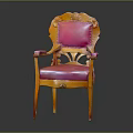 Classic Carved Wooden Chair With Pink Upholstery Ornate Backrest And Armrests