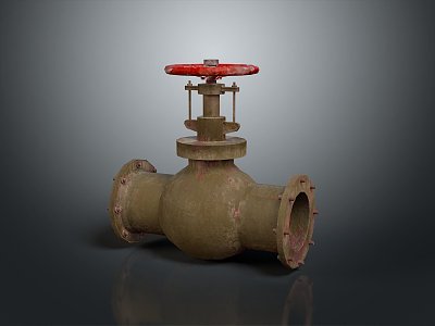 Water pipe valve water well main valve iron pipe fitting flange tee joint pipe 3d model