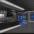 Safety Experience Digital Exhibition Hall Interior With Large Screen Safety Slogan And Display Walls