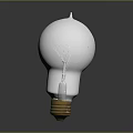 Transparent Glass Light Bulb With Filament And Golden Base On Gray Background