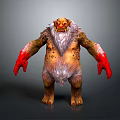 Fierce Goblin Character With Yellow Skin Red Hands White Beard Horns And Spotted Fur