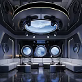 Futuristic KTV Interior With Space Capsule Design And Sofas