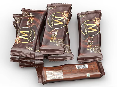 Premium M Chocolate Truffle Packets With Golden Accents And Labels 3d model