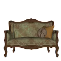 Classic Multi Person Sofa With Ornate Carved Wooden Frame Floral Pattern Upholstery And Decorative Pillows
