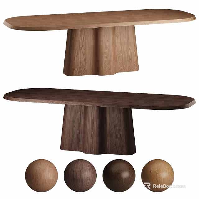 Modern Functional Wooden Table With Curved Legs And Multiple Color Options 3d model 