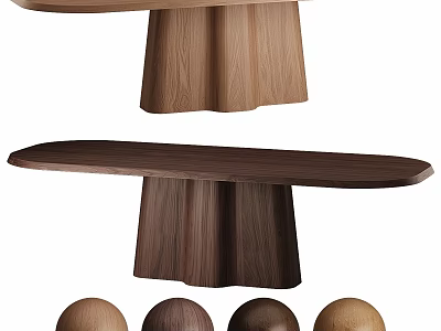 Modern Functional Wooden Table With Curved Legs And Multiple Color Options 3d model