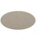 Beige Woven Round Rug with Concentric Circle Pattern and Textured Surface Design
