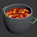 Metal Cooking Pot with Silver Double Handles and Red Yellow Stew Ingredients for Kitchen Use