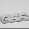 Modern Three-seater Beige Fabric Sofa With Cushioned Seats And Backrest Design 3d model