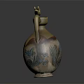 Artistic Ceramic Vase Decoration On Classic Furniture With Colorful Patterns