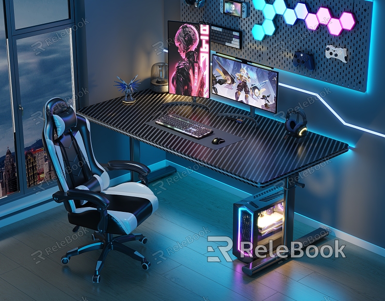 Modern E-sports Table and Chair Combination E-sports Room E-sports Chair Desktop Computer Monitor model