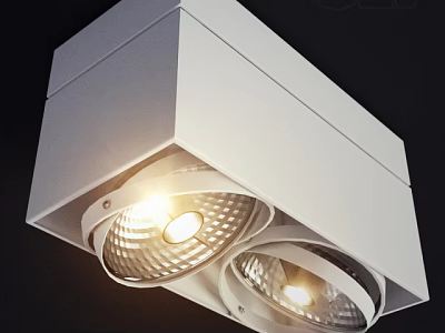 White Recessed Double Head Spotlights For Modern Ceiling Illumination Design 3d model
