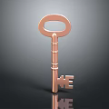 Copper Colored Hardware Key With Metallic Loop Handle And Classic Tooth Design