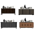 Various Modern TV Stand Designs With Photo Frames Vases And Decorative Items