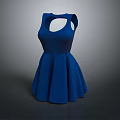 Stylish Blue Sleeveless Dress With Back Cutout And Pleated Skirt Design