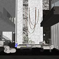 Modern Duplex Living Room Interior Design With High Ceiling Sofa And Chandelier