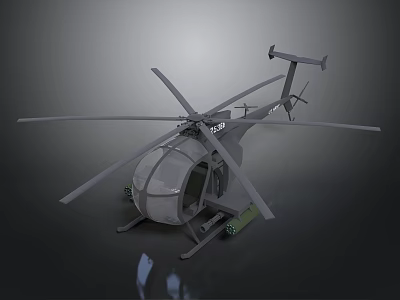 Detailed Gray Helicopter Model With Rotors Fuselage Landing Gear And Design 3d model