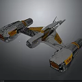 Futuristic Spacecraft Design Featuring Silver Body Yellow Thrusters And Reflective Surface 3d model