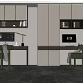 Modern Home Office Double Desks With Bookshelves Computer Monitor Desk Lamp And Throw Blanket
