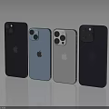 Apple Smartphones In Various Colors Featuring Camera Modules And Sleek Design 3d model