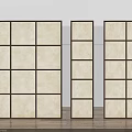 Modern Minimalist Room Divider Wall With Dark Frames And Light Square Panels 3d model