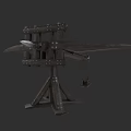 Medieval Wooden Siege Weapon With Metal Reinforcements And Projectile Arm Structure