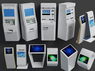 Public Facilities Featuring Modern Self Service Kiosks With Interactive Screens 3d model