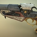 Vintage Engraved Revolver With Wooden Grip Decorative Metal Parts And Classic Design