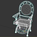 Vintage Style Single Chair With Metal Frame Leather Upholstery Round Backrest And Rolling Wheels