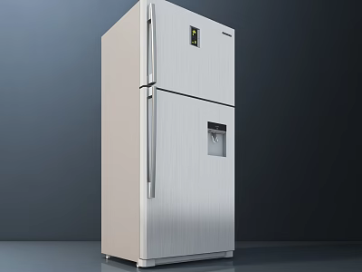 Stainless Steel Double Door Refrigerator Freezer With Water Dispenser And Modern Design 3d model