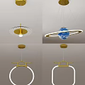 Modern Pendant Light Designs With Gold Accents Circular Frames And Earth Inspired Elements 3d model