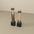 Pair of Modern Sleek Table Lamps With Brown Body Black Base And Beige Shade