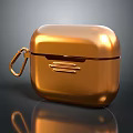 Sleek Golden Computer Accessory Case With Carabiner Clip And Metallic Shiny Finish Design
