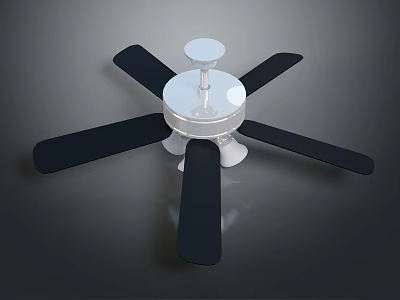 Modern Ceiling Fan With Black Blades And White Motor Housing Design 3d model