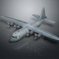 Large Transport Aircraft With Six Propeller Engines Green Cockpit Windows And Silver Fuselage