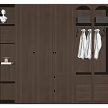 Modern Wooden Wardrobe With Glass Doors And Decorative Shelves