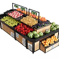 Fresh Assorted Fruits Display On Supermarket Shelf With Watermelon Apples Grapes And Oranges
