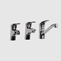 Three Different Chrome Faucets with Modern Design and Sleek Metal Finish