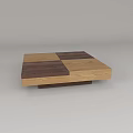 Modern Wooden Coffee Table With Square Patchwork Light And Dark Wood Tones 3d model