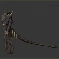 Fantasy Woman With Horns Wings And Ornate Outfit Holding Decorative Staff